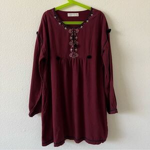 Zara Kids Embroidered Boho Peasant Babydoll Dress SZ Girls 11-12